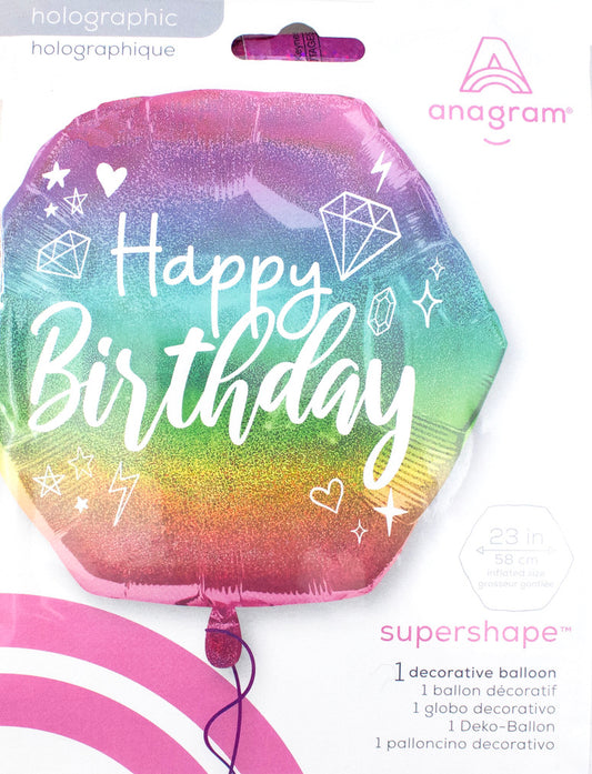 Happy Birthday - Holographic Hexagon